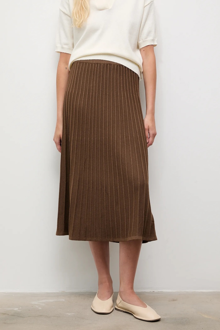 Юбка с кашемиром Answear.LAB цвет коричневый midi прямая