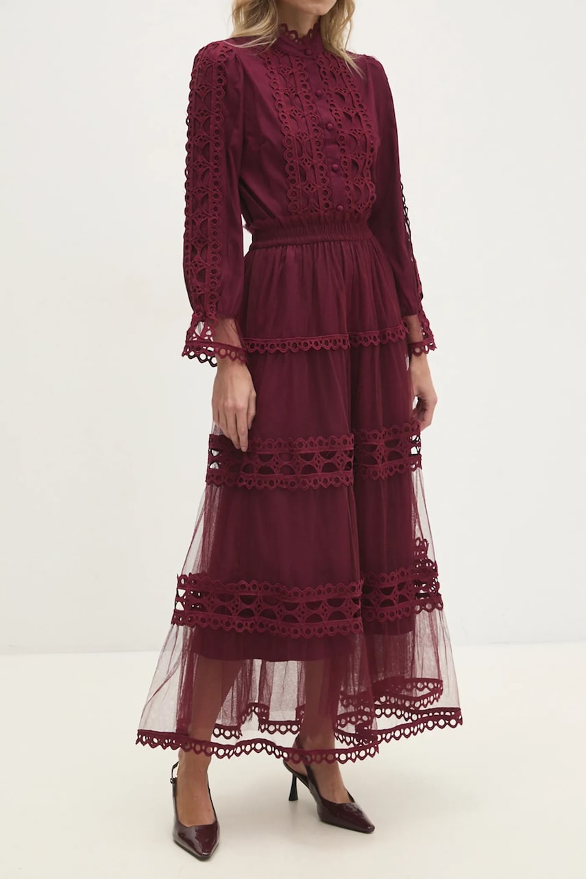 Answear Lab fustă culoarea bordo, maxi, evazati