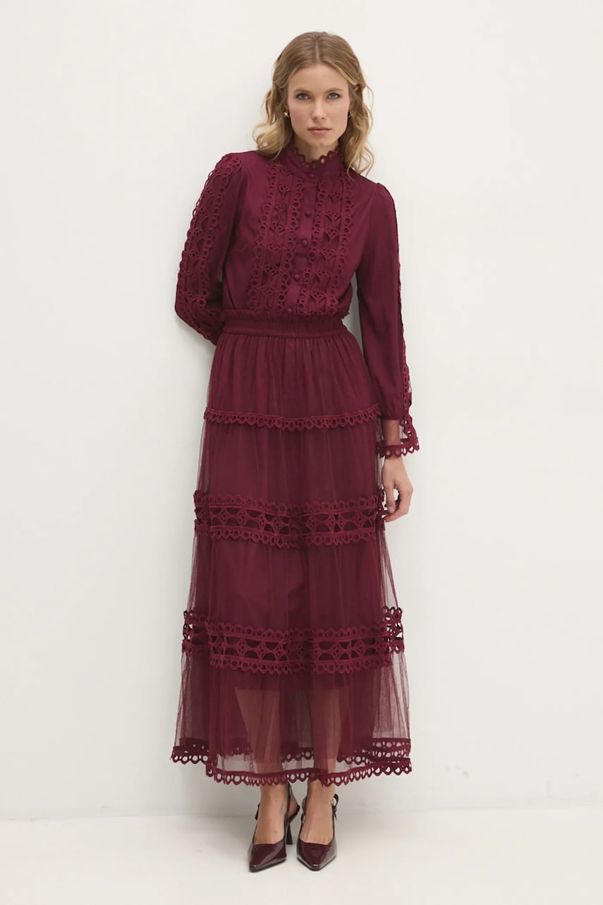 Юбка Answear Lab цвет бордовый maxi расклешённая Юбка Answear Lab цвет бордовый maxi расклешённая