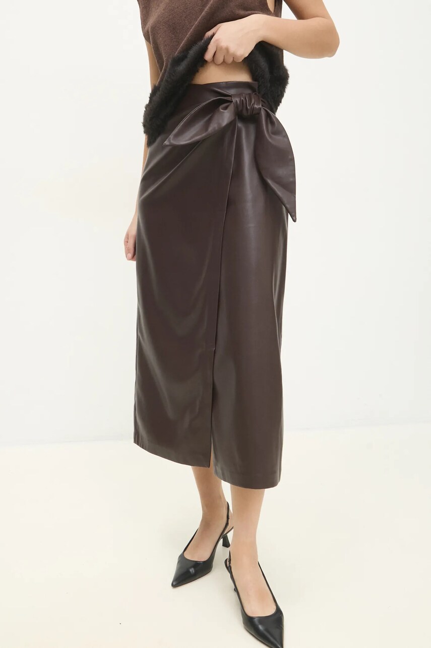 Answear Lab fusta culoarea maro, midi, drept
