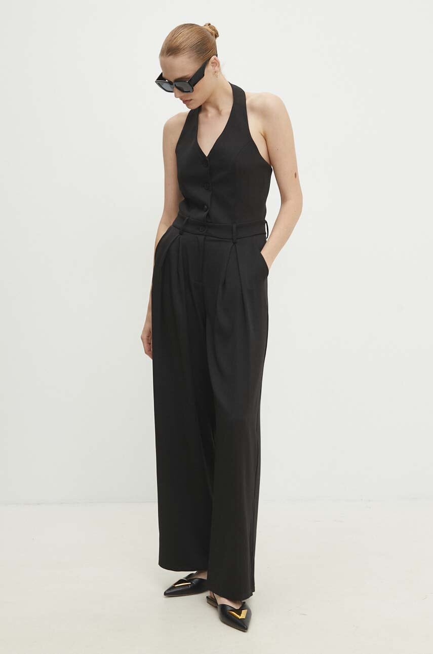Answear Lab salopeta culoarea negru, cu decolteu in v Answear Lab salopeta culoarea negru, cu decolteu in v
