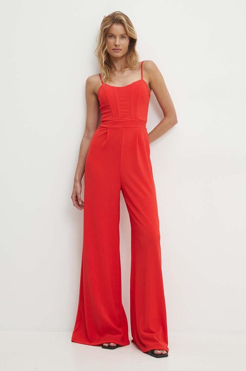 Answear Lab salopeta culoarea rosu, cold shoulder
