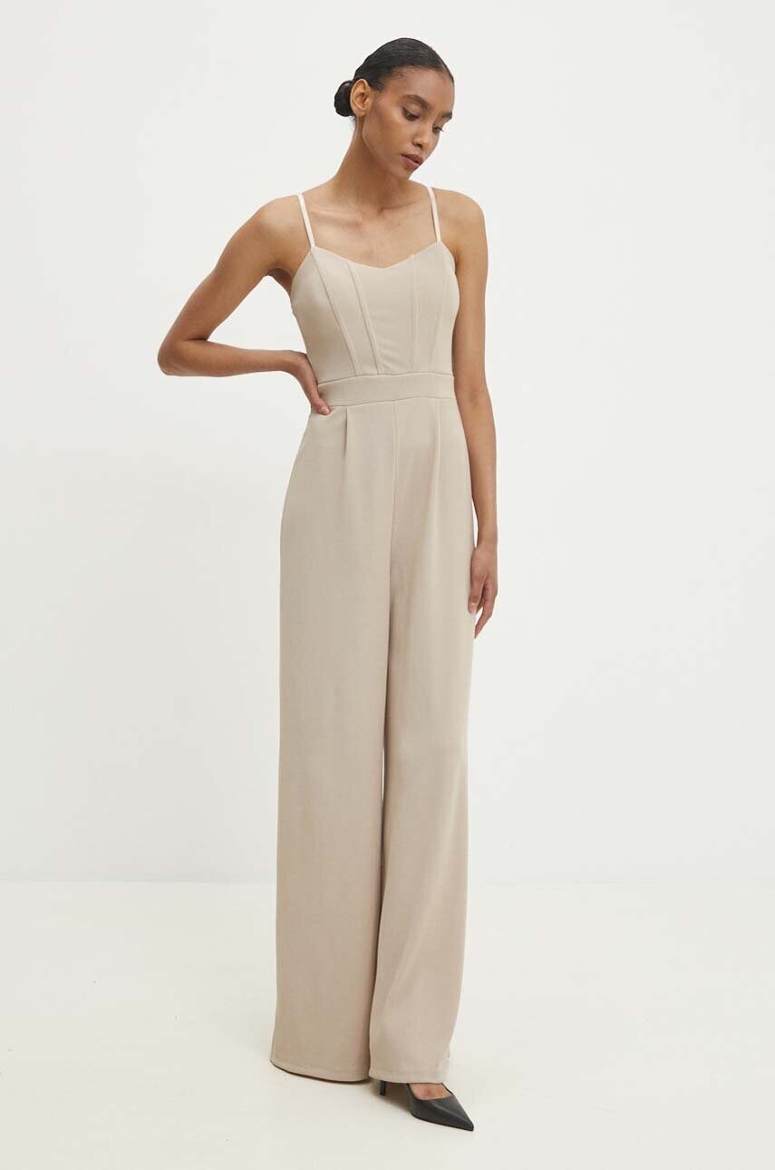 Answear Lab salopeta culoarea bej, cold shoulder