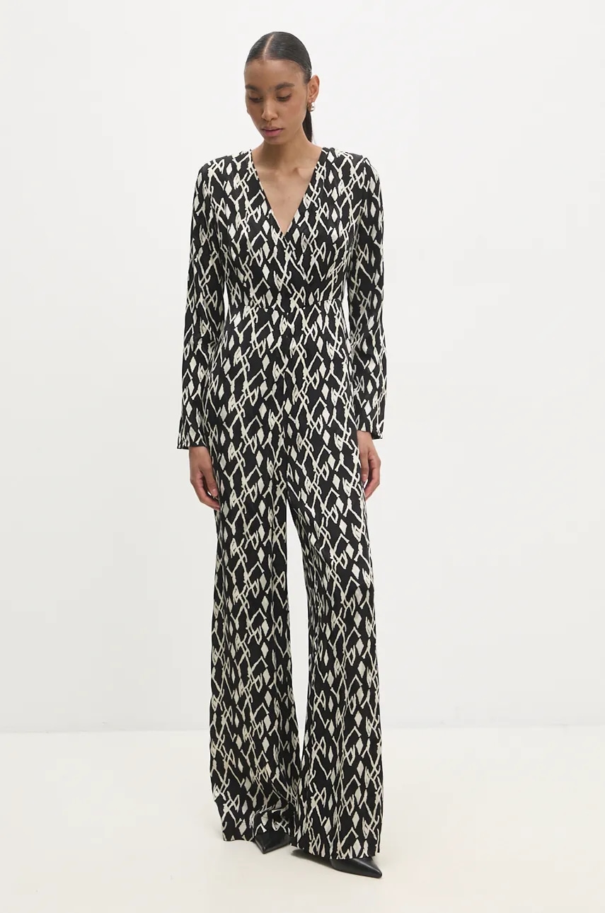 Answear Lab salopeta culoarea negru, cu decolteu in v