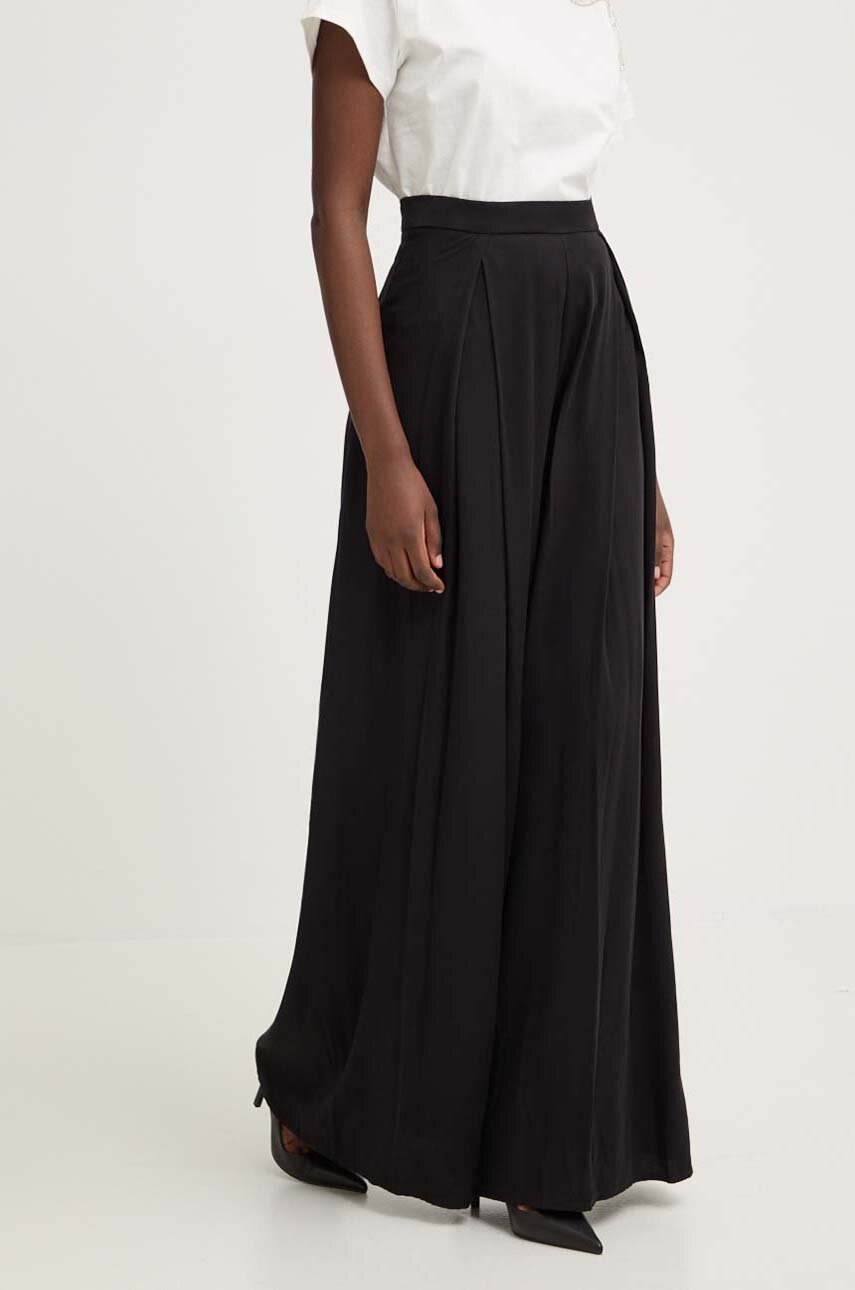 

Панталон Answear Lab в черно с широка каройка, с висока талия, Черен