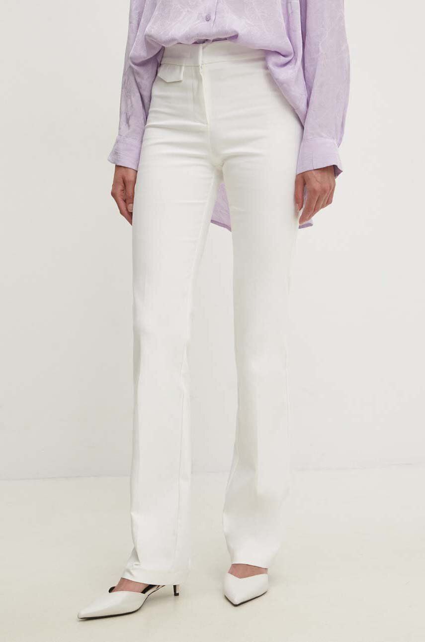 Answear Lab pantaloni femei, culoarea alb, mulata, high waist