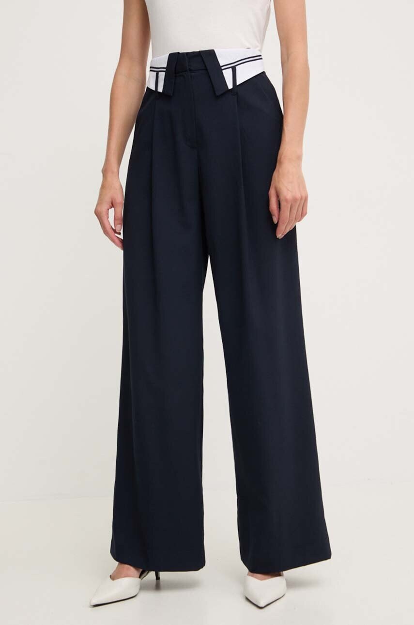 Answear Lab pantaloni femei, culoarea negru, lat, high waist