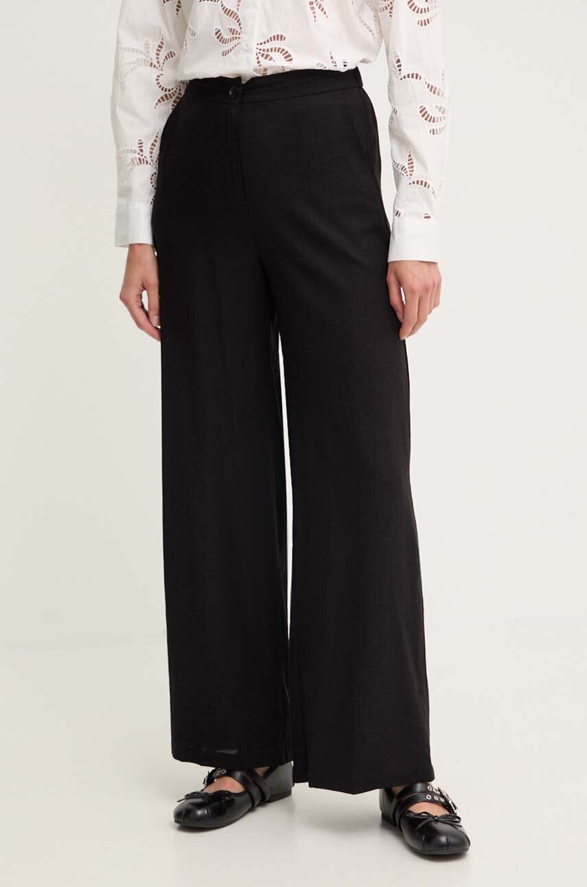 Answear Lab pantaloni de in culoarea negru, lat, high waist