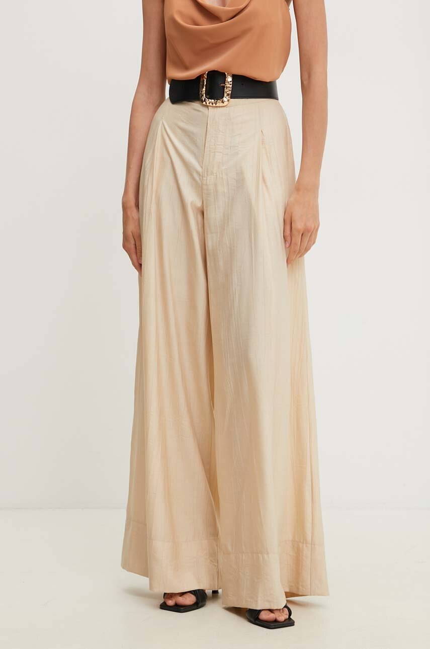 Answear Lab pantaloni femei, culoarea bej, lat, high waist