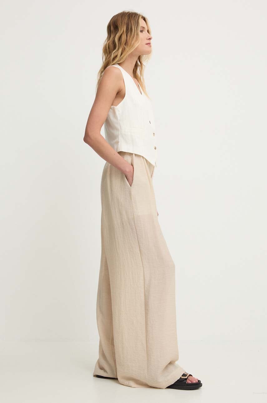 Answear Lab pantaloni din in culoarea bej, drept, high waist Answear Lab pantaloni din in culoarea bej, drept, high waist