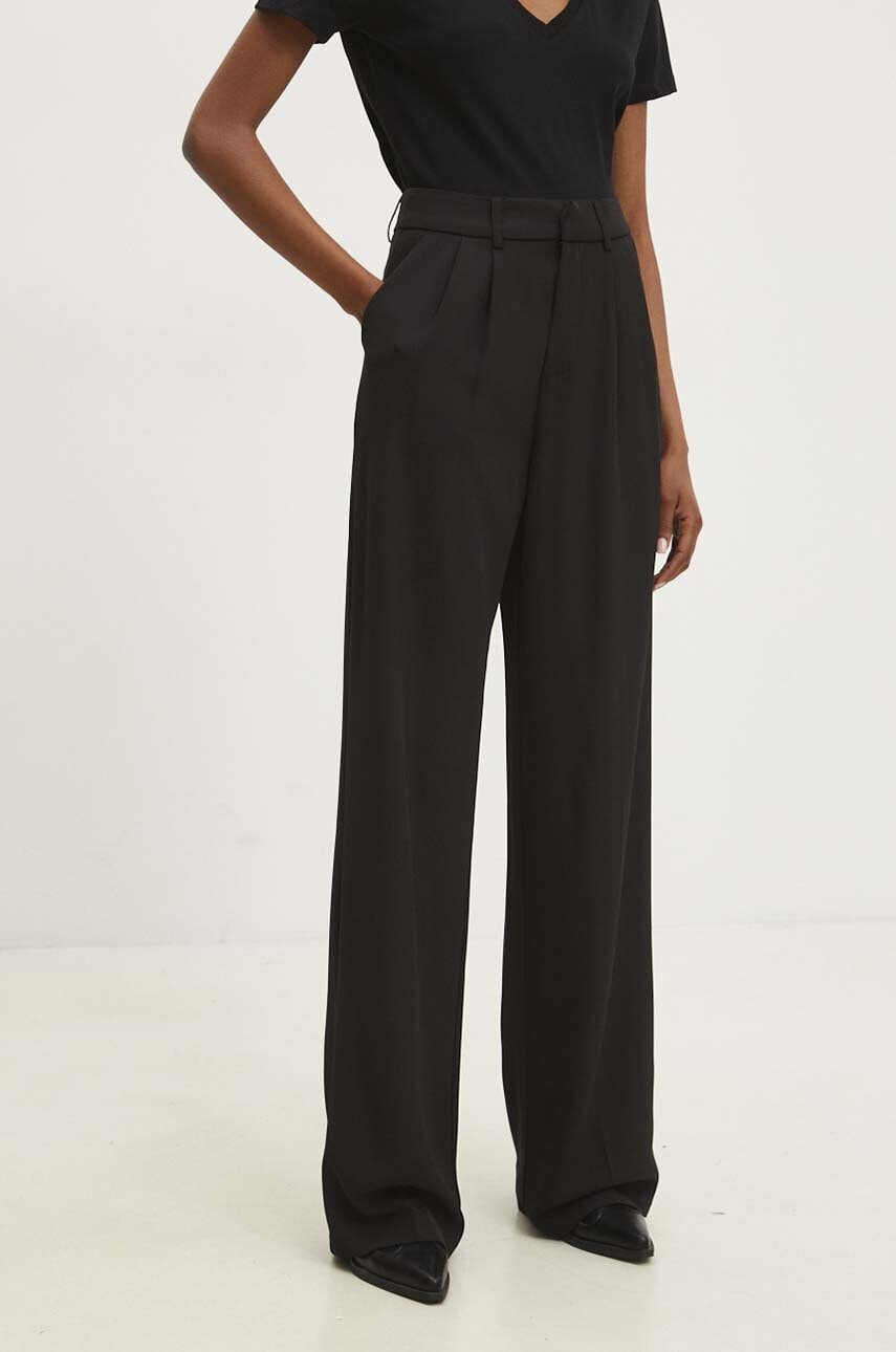 Answear Lab pantaloni femei, culoarea negru, drept, high waist