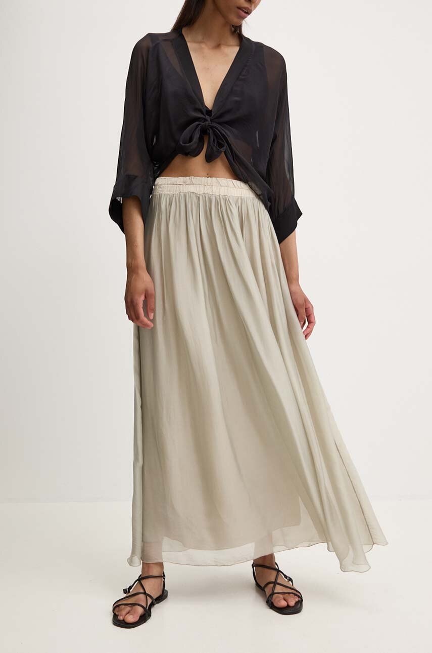 Answear Lab fusta de matase culoarea bej, maxi, evazati