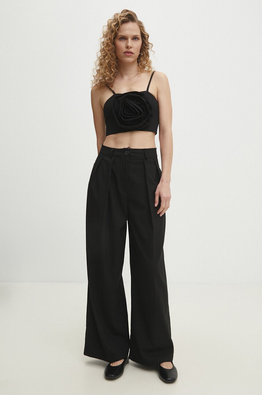 Answear Lab pantaloni femei, culoarea negru, lat, high waist