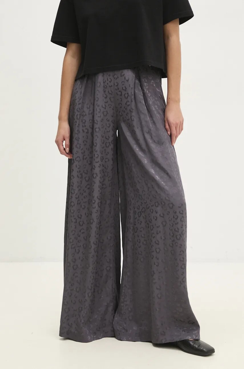 Answear Lab pantaloni femei, culoarea gri, lat, high waist