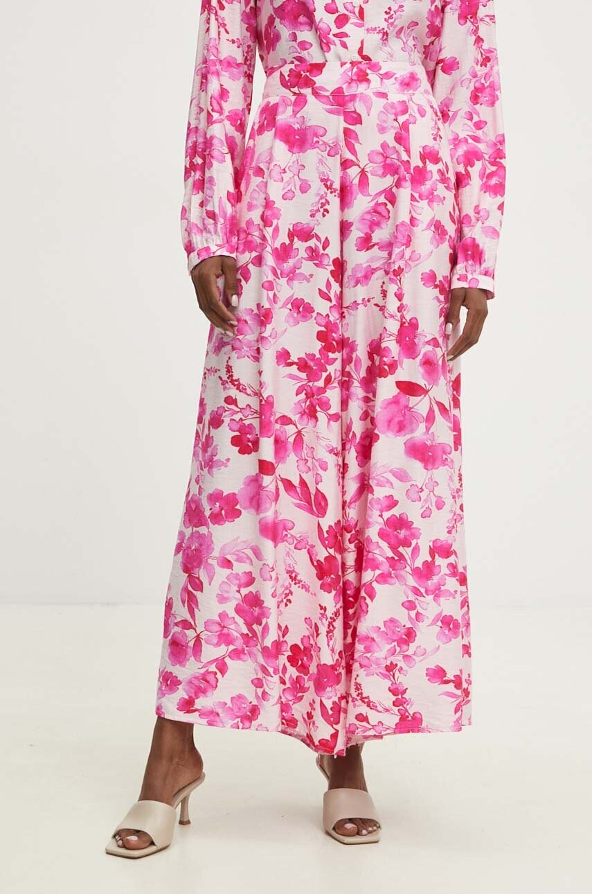 Answear Lab pantaloni femei, culoarea roz, lat, high waist