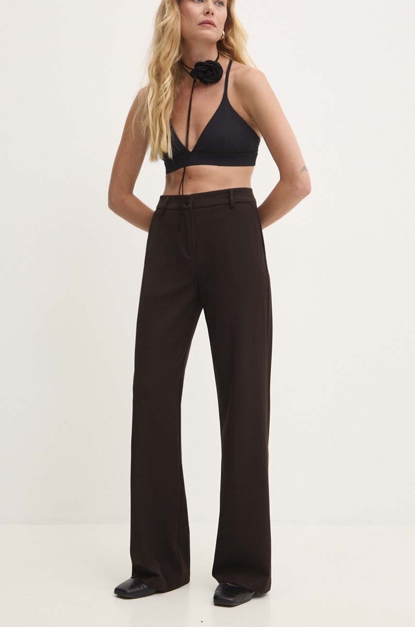 Answear Lab pantaloni femei, culoarea maro, lat, high waist Answear Lab pantaloni femei, culoarea maro, lat, high waist