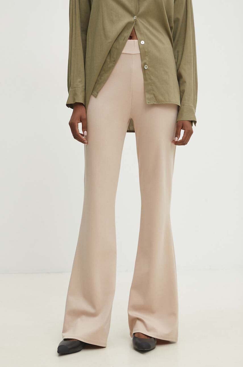 Answear Lab pantaloni femei, culoarea bej, evazati, high waist Answear Lab pantaloni femei, culoarea bej, evazati, high waist