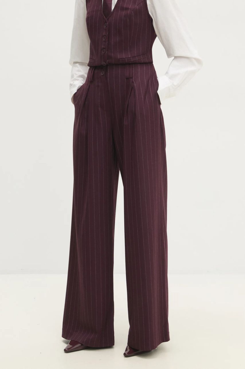 Answear Lab pantaloni femei, culoarea violet, drept, high waist