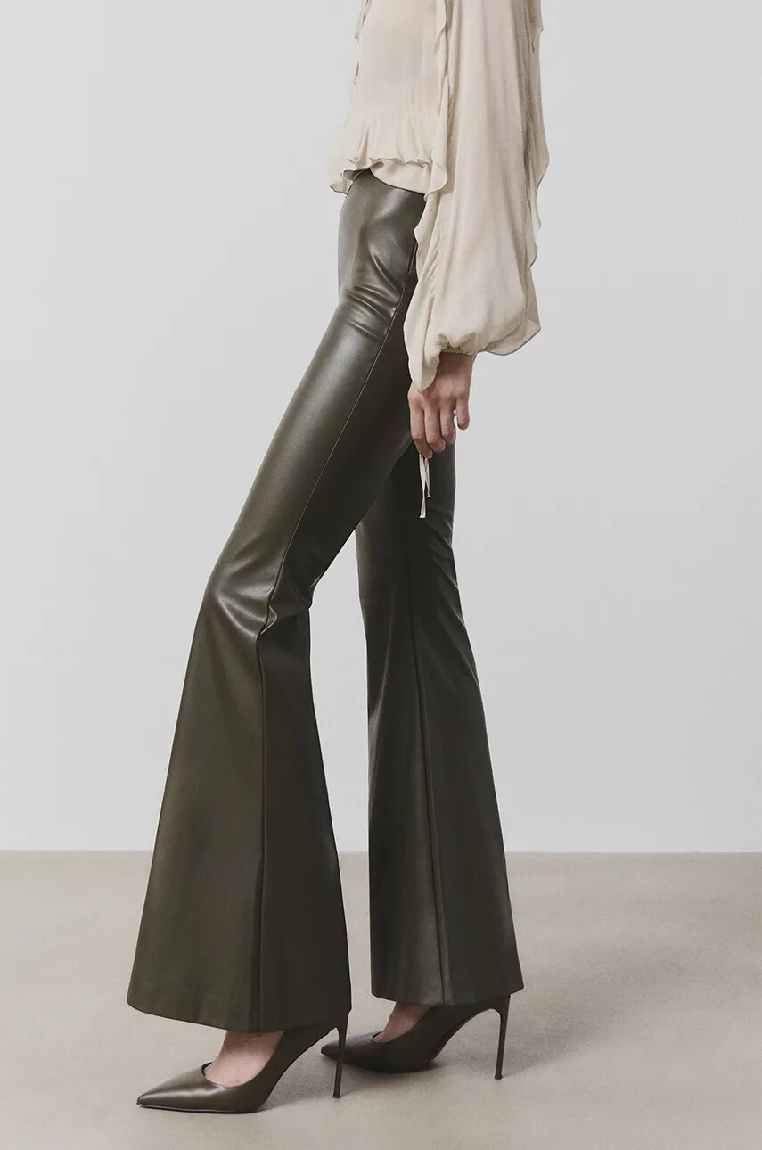Levně Kalhoty Answear Lab dámské, zelená barva, zvony, high waist