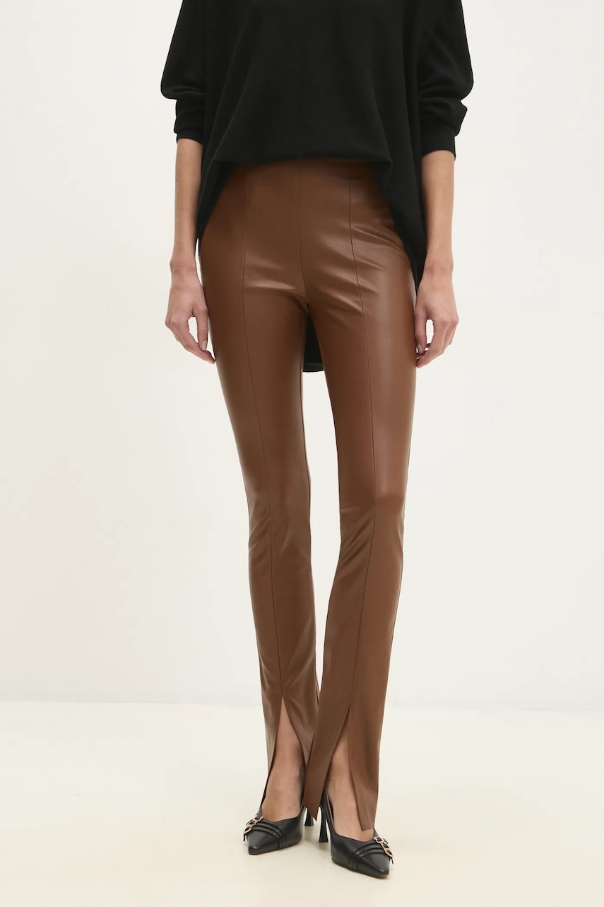 Answear Lab pantaloni femei, culoarea maro, mulata, high waist Answear Lab pantaloni femei, culoarea maro, mulata, high waist
