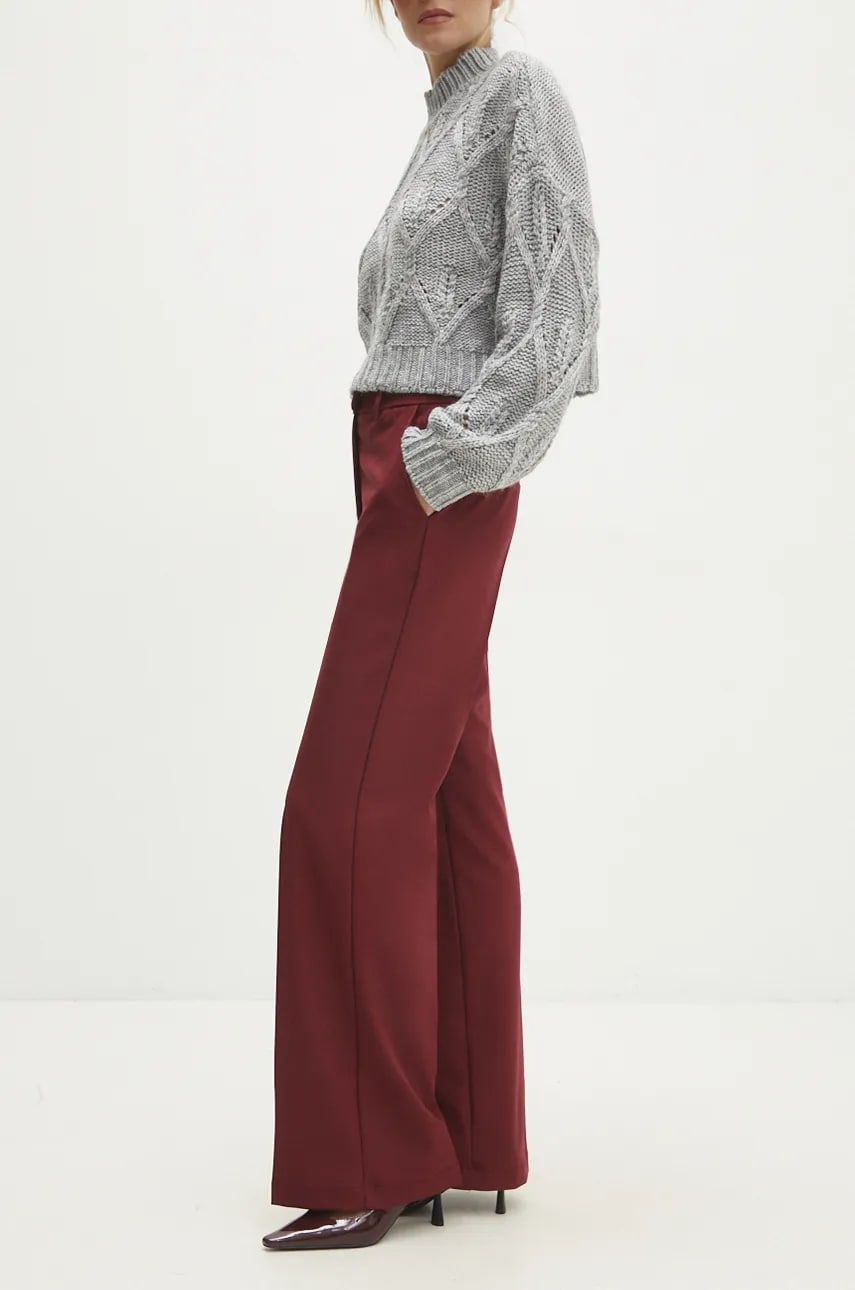 Answear Lab pantaloni femei, culoarea rosu, evazati, high waist Answear Lab pantaloni femei, culoarea rosu, evazati, high waist