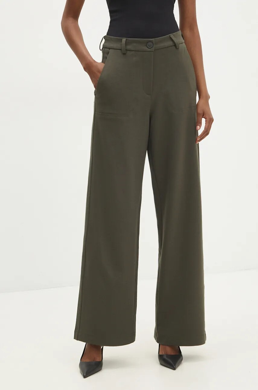Answear Lab pantaloni femei, culoarea verde, lat, high waist