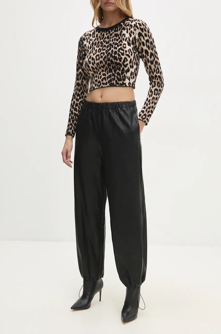 Levně Kalhoty Answear Lab dámské, černá barva, high waist