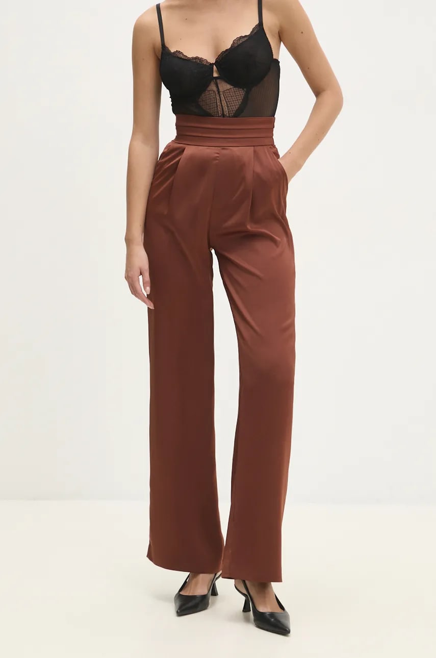 Answear Lab pantaloni femei, culoarea maro, lat, high waist Answear Lab pantaloni femei, culoarea maro, lat, high waist