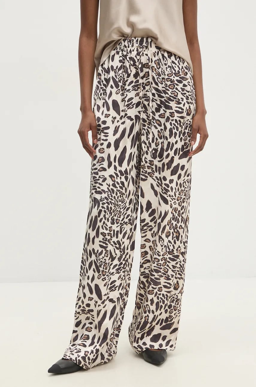 Answear Lab pantaloni femei, culoarea maro, drept, high waist Answear Lab pantaloni femei, culoarea maro, drept, high waist