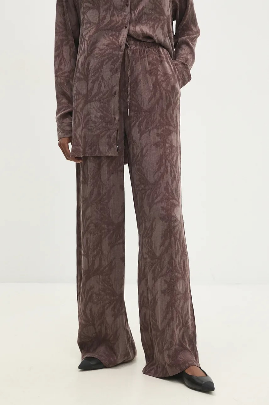 Answear Lab pantaloni femei, culoarea maro, drept, high waist Answear Lab pantaloni femei, culoarea maro, drept, high waist