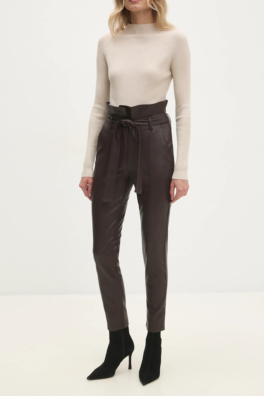 Answear Lab pantaloni femei, culoarea maro, mulata, high waist Answear Lab pantaloni femei, culoarea maro, mulata, high waist