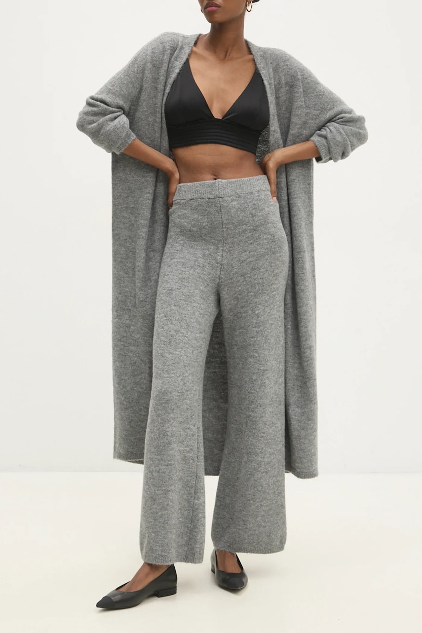 Answear Lab pantaloni din lână culoarea gri, drept, high waist Answear Lab pantaloni din lână culoarea gri, drept, high waist
