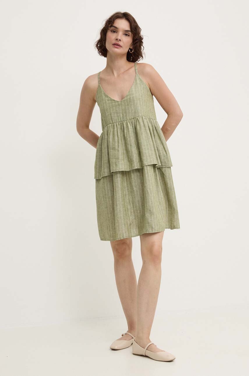 Answear Lab rochie din in culoarea verde, mini, evazati