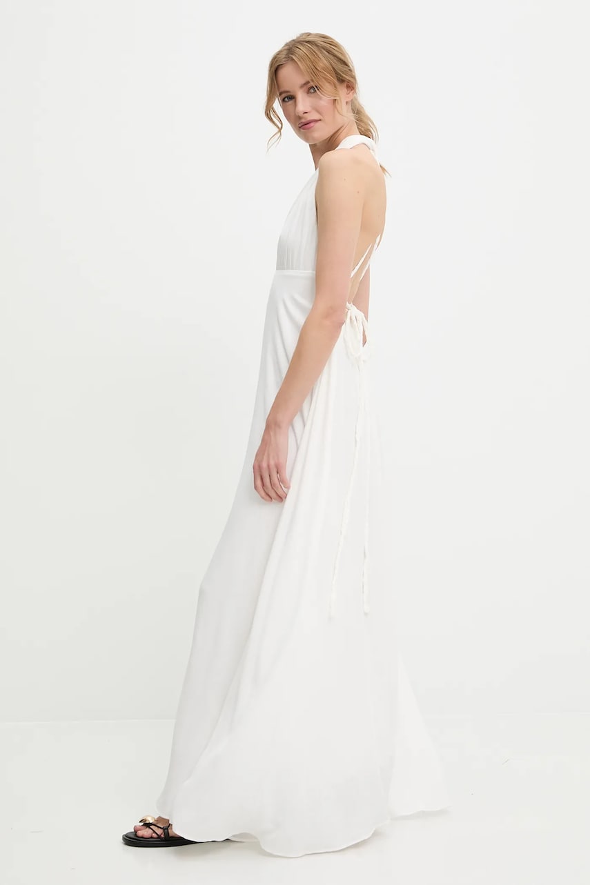 Платье Answear Lab цвет белый maxi расклешённая Платье Answear Lab цвет белый maxi расклешённая