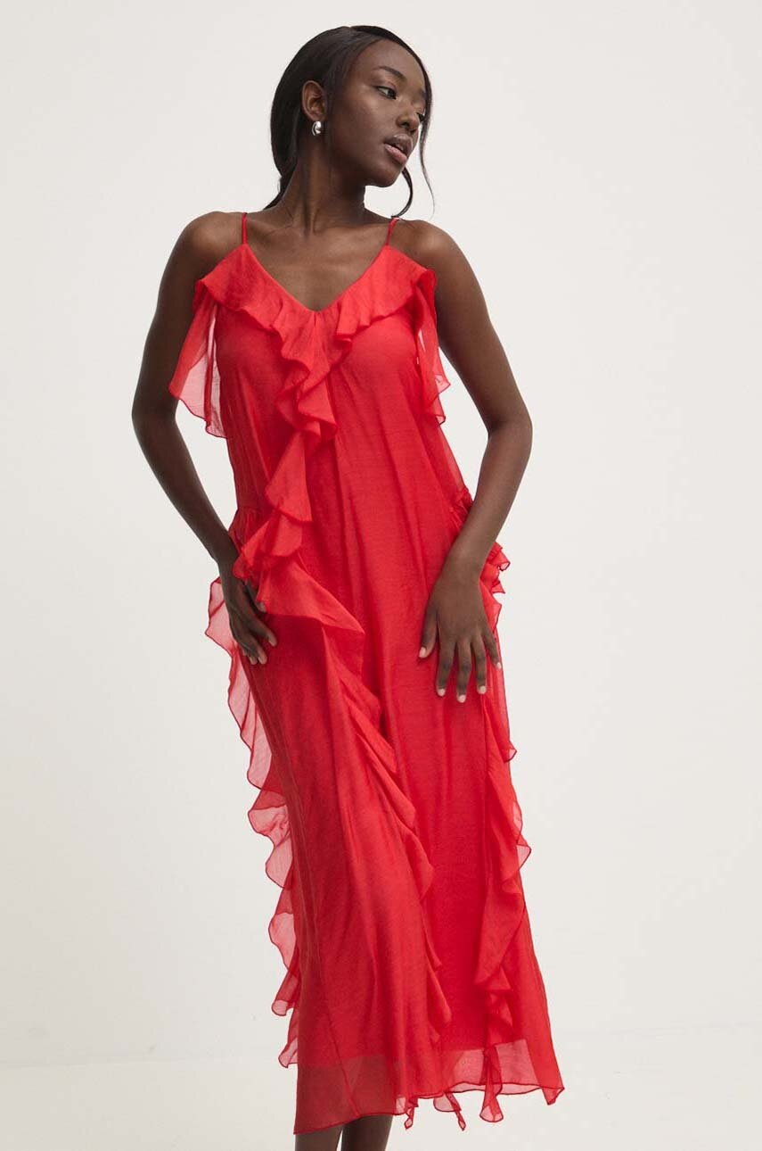 

Рокля Answear Lab в червено дълга със стандартна кройка, Червен