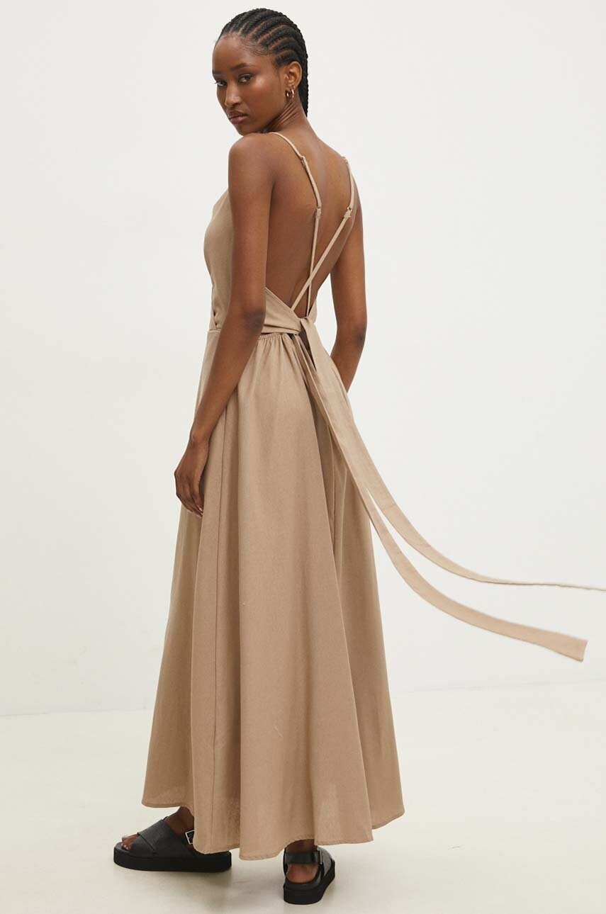 Answear Lab rochie culoarea bej, maxi, evazată