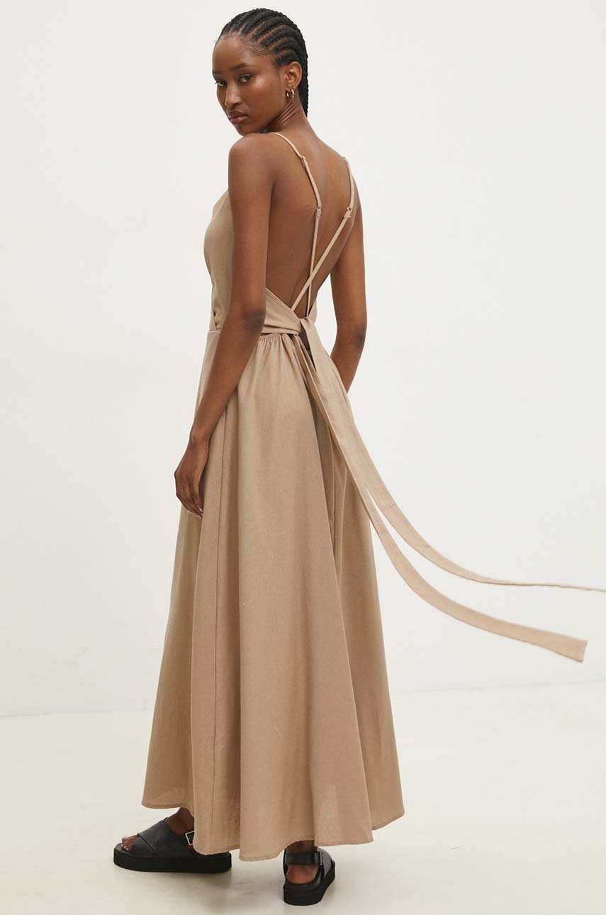 Answear Lab rochie culoarea bej, maxi, evazată