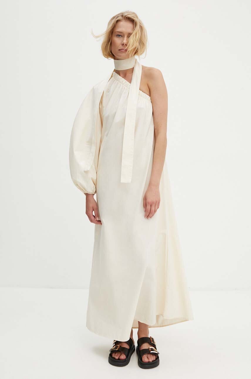 Answear Lab rochie din bumbac culoarea bej, maxi, evazată