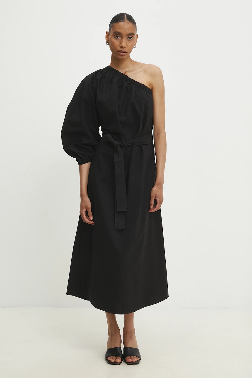 Хлопковое платье Answear Lab цвет чёрный maxi расклешённая Хлопковое платье Answear Lab цвет чёрный maxi расклешённая