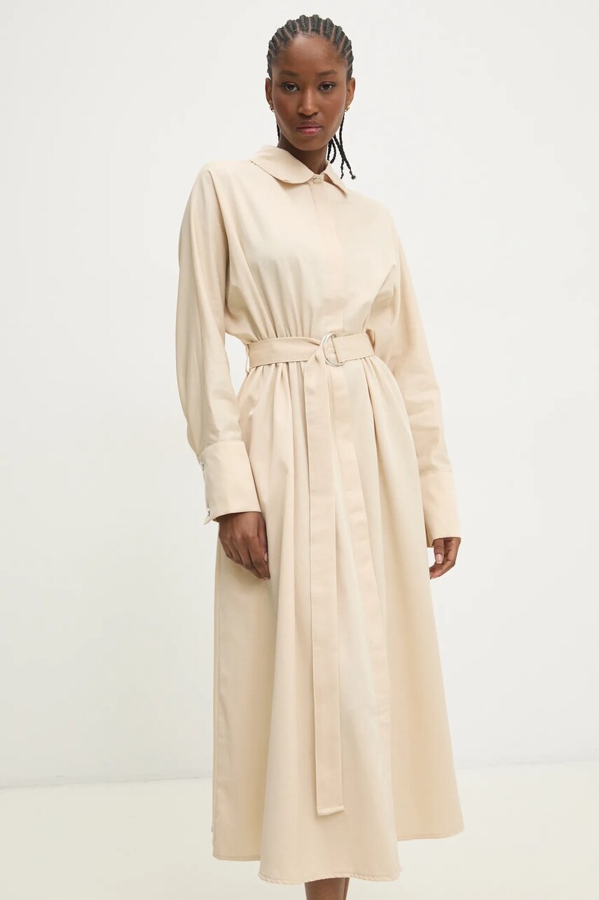 Answear Lab rochie din bumbac culoarea bej, midi, evazati
