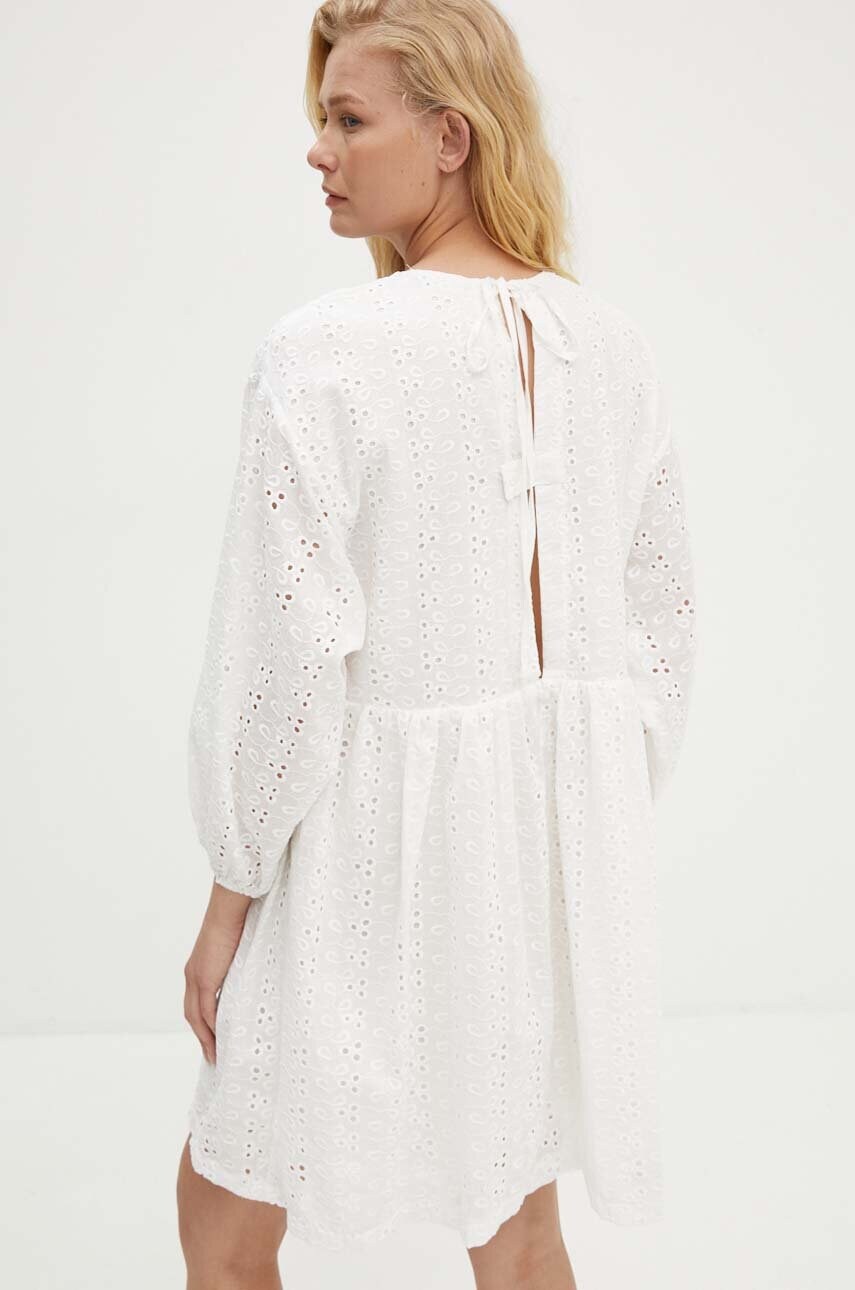 Answear Lab rochie din bumbac culoarea alb, mini, evazată