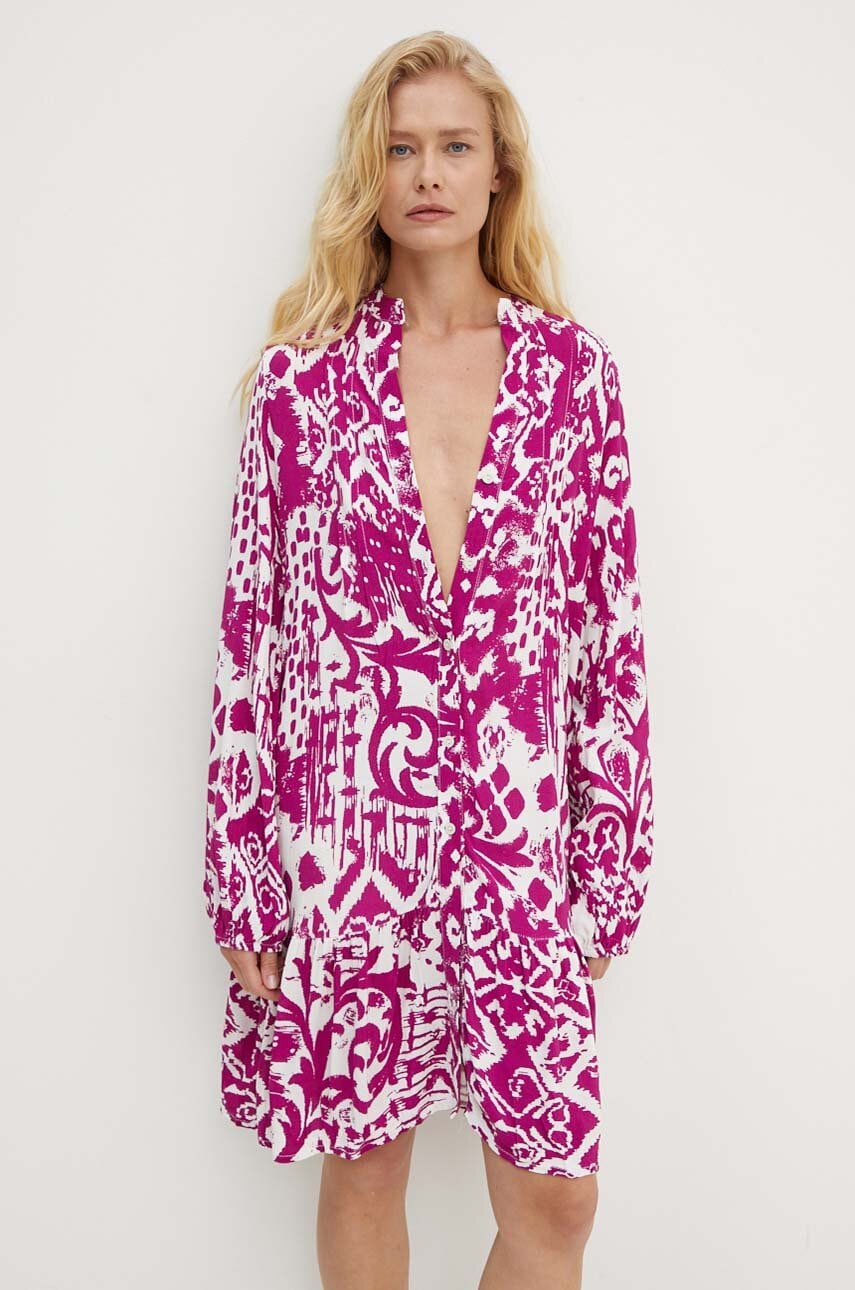 Answear Lab rochie culoarea roz, mini, evazati Answear Lab rochie culoarea roz, mini, evazati