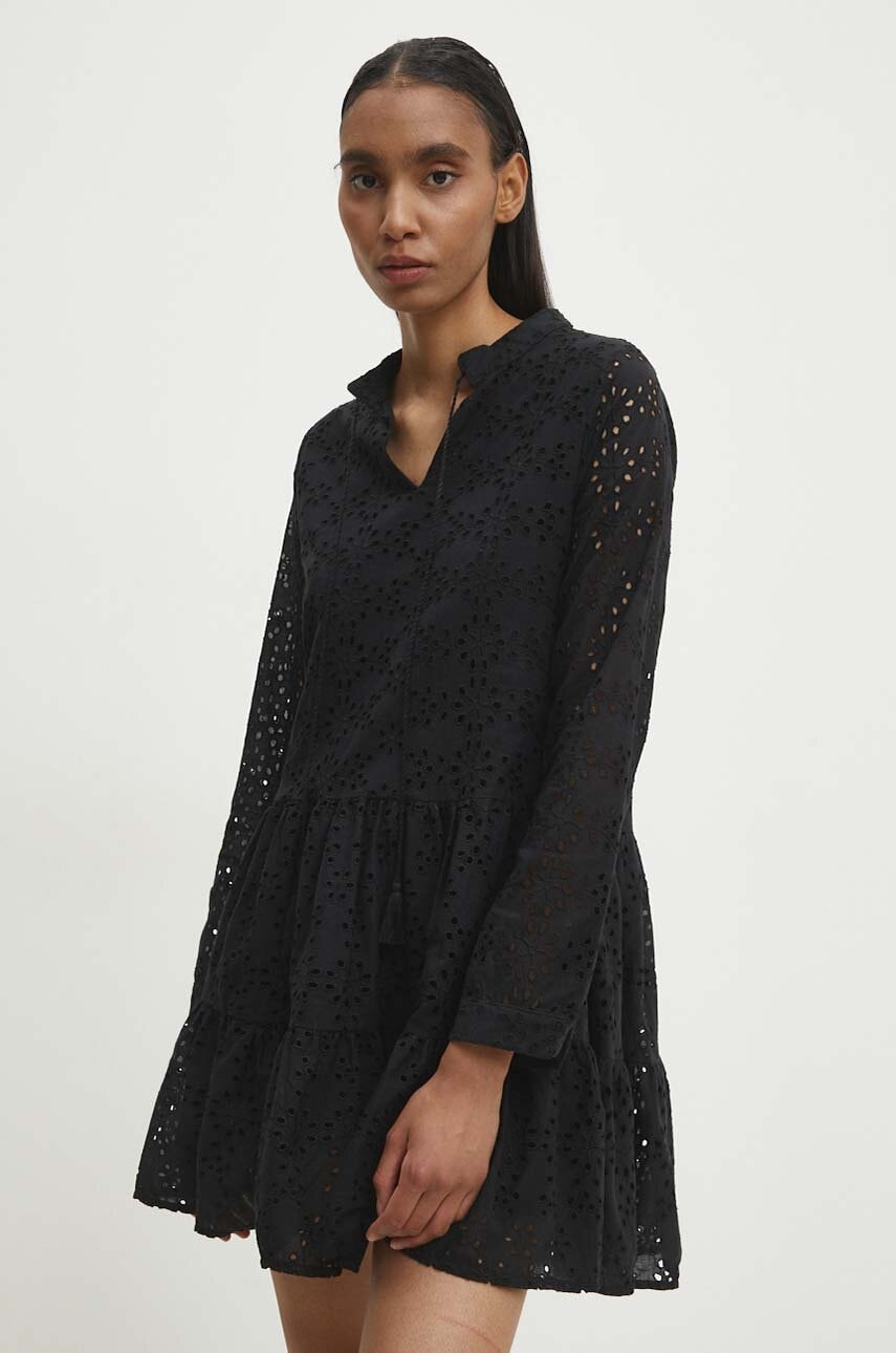 Answear Lab rochie din bumbac culoarea negru, mini, evazată