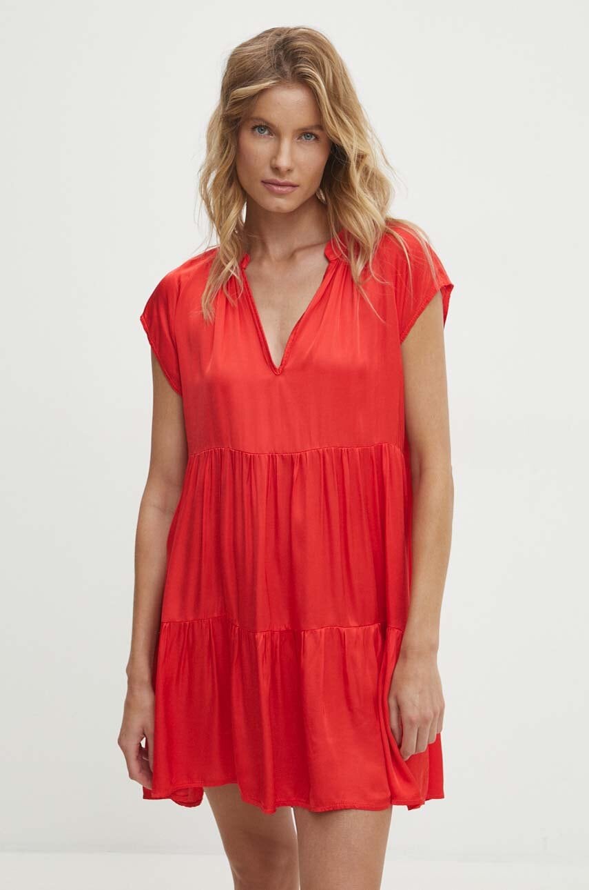 Answear Lab rochie culoarea rosu, mini, evazată