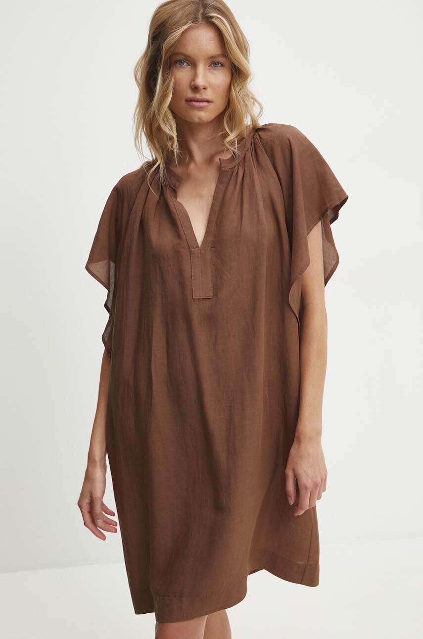 Бавовняна сукня Answear Lab колір коричневий mini oversize