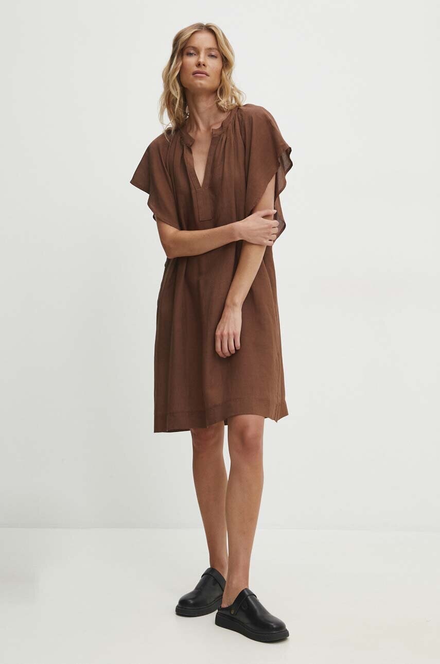 Бавовняна сукня Answear Lab колір коричневий mini oversize