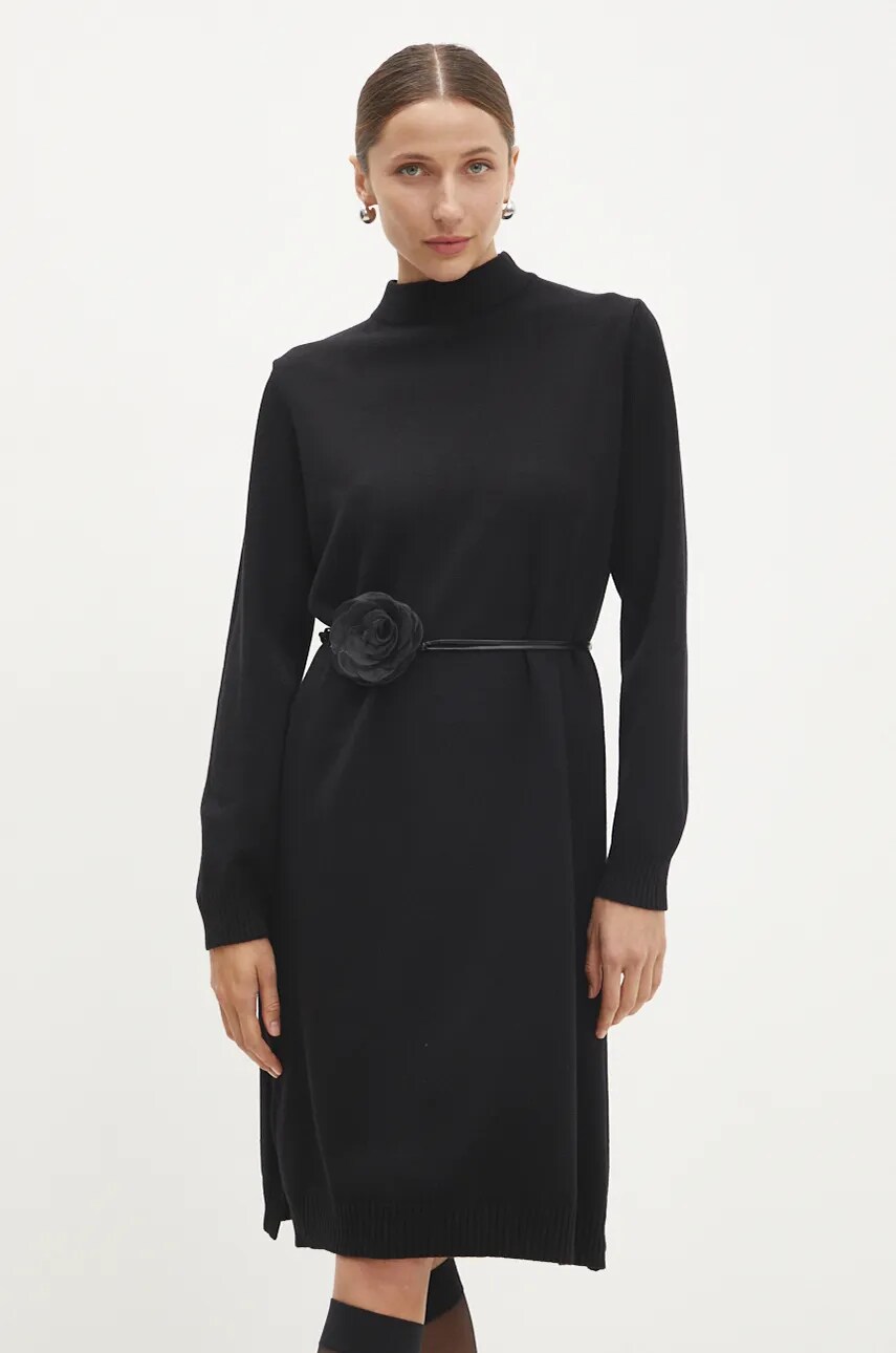 Answear Lab rochie culoarea negru, midi, drept