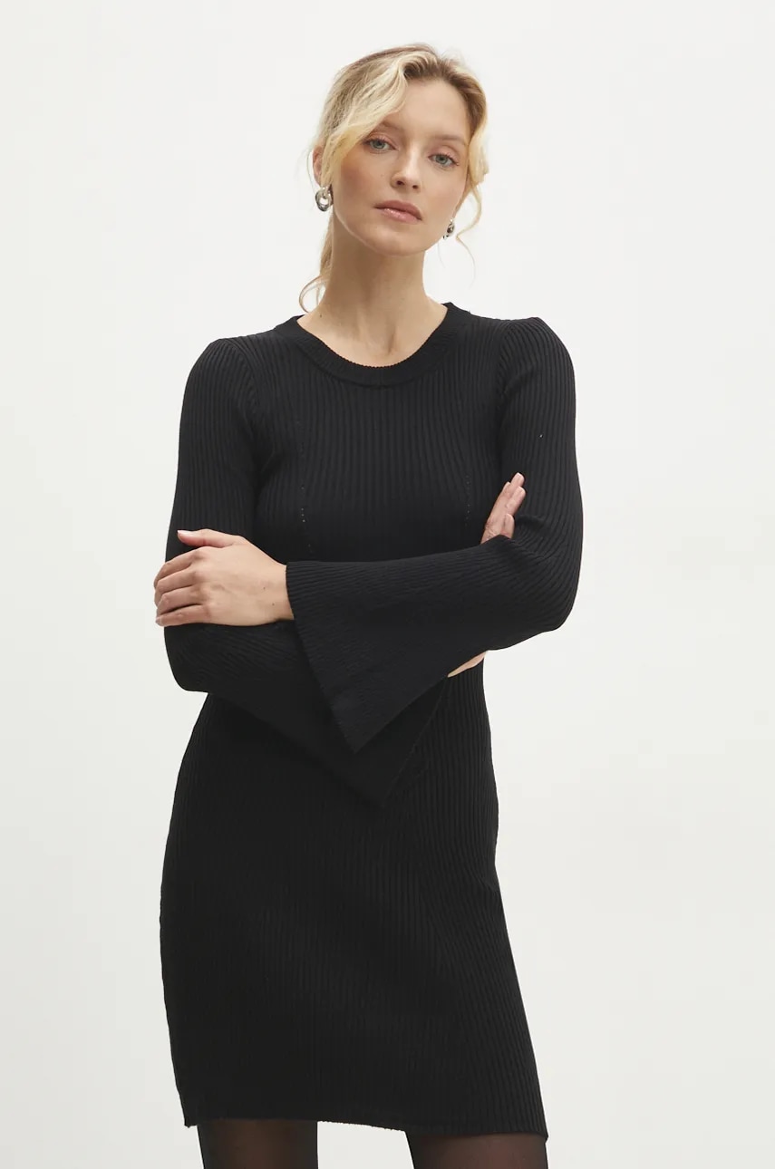 Answear Lab rochie culoarea negru, mini, evazată
