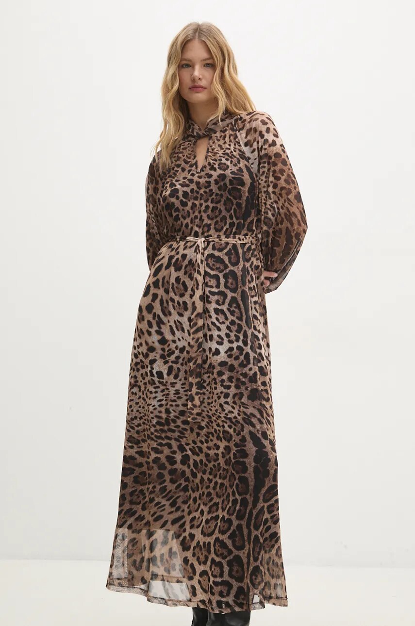 Answear Lab rochie culoarea bej, maxi, evazată