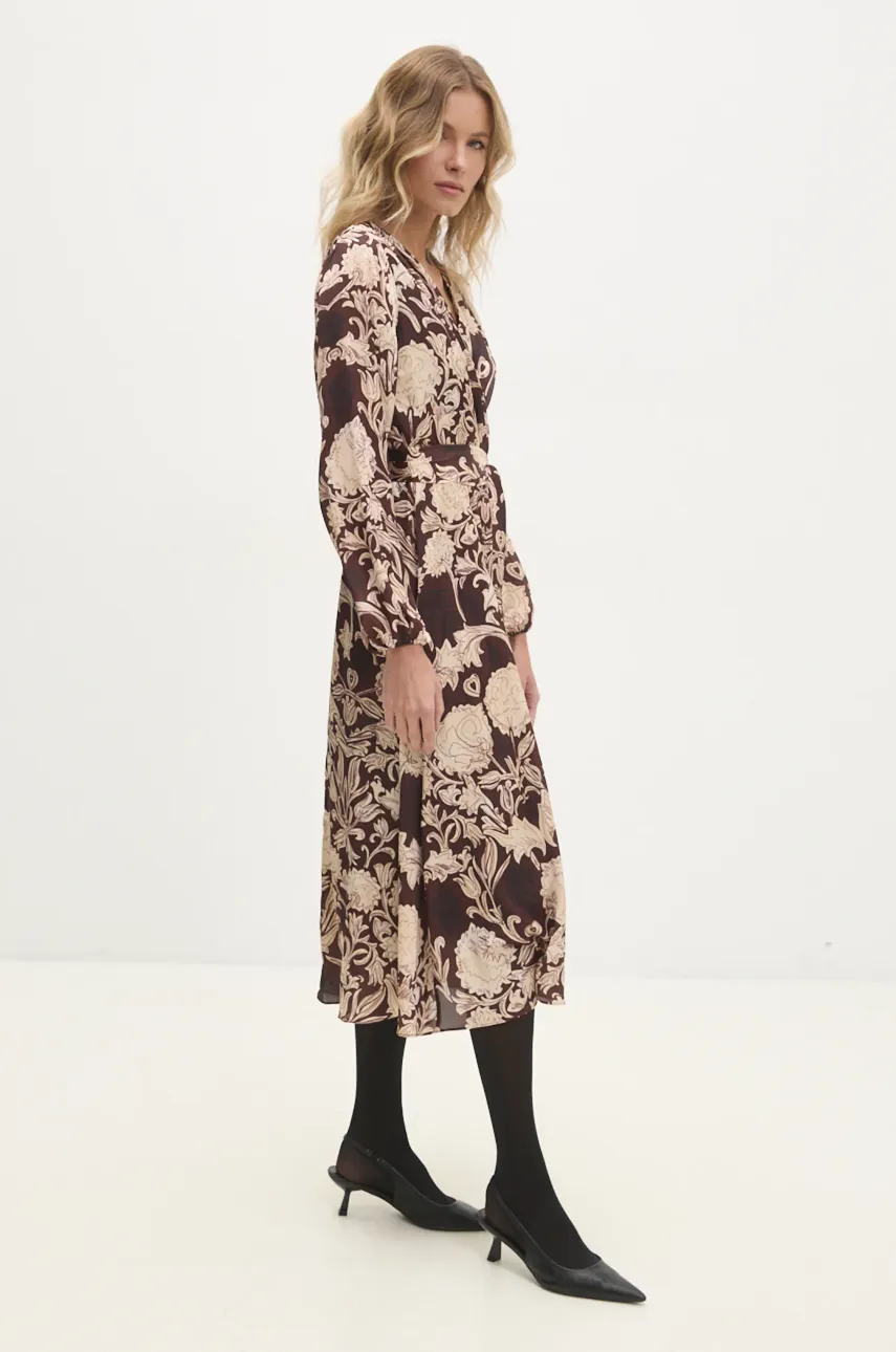 Answear Lab rochie culoarea maro, maxi, evazată